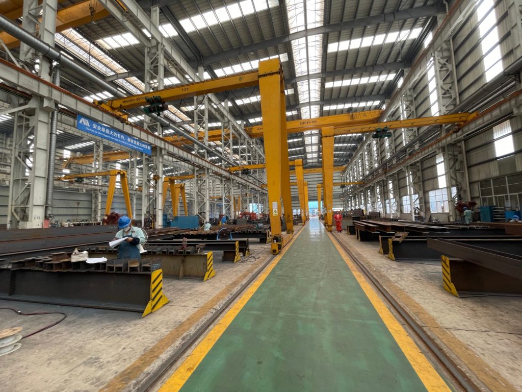 Large welded steel girder under fabrication for energy and power projects at HENZO