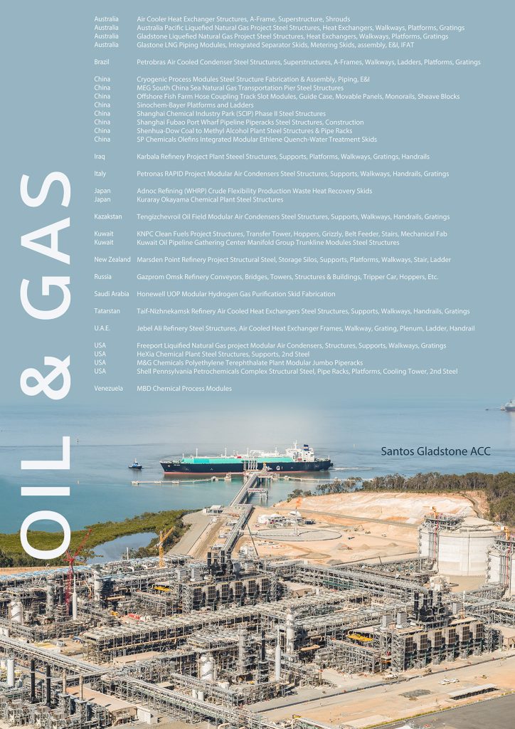 Modern Group oil and gas reference list with Santos Gladstone LNG facility image